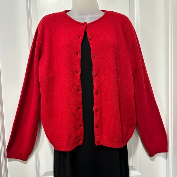 Zara Knit Cranberry-Colored Wool/Nylon/Angora Blend Cardigan, Size L - Picture 4 of 13